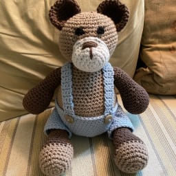 Monogram Bear in Blue Overalls - Thumbnail 1