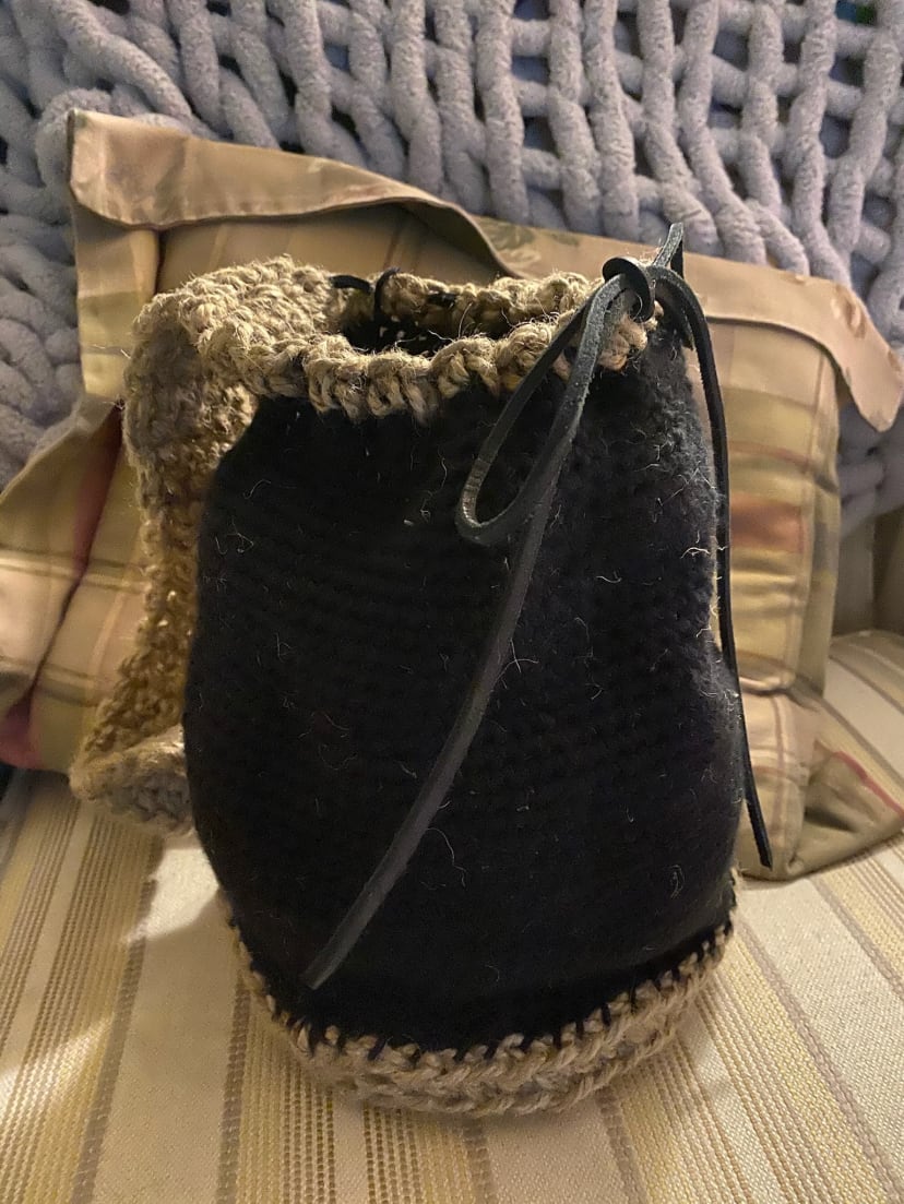 Midnight Jute Bucket Bag