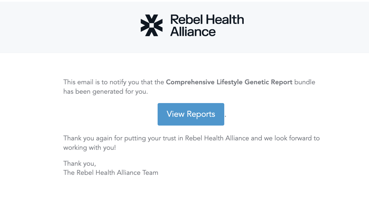 Rebel health alliance genetic reports recieved notification