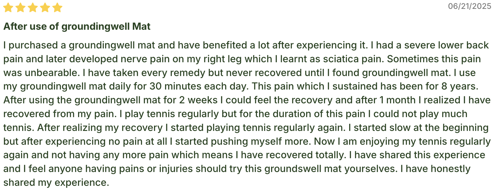 grounding mat relieved back pain and nerve pain