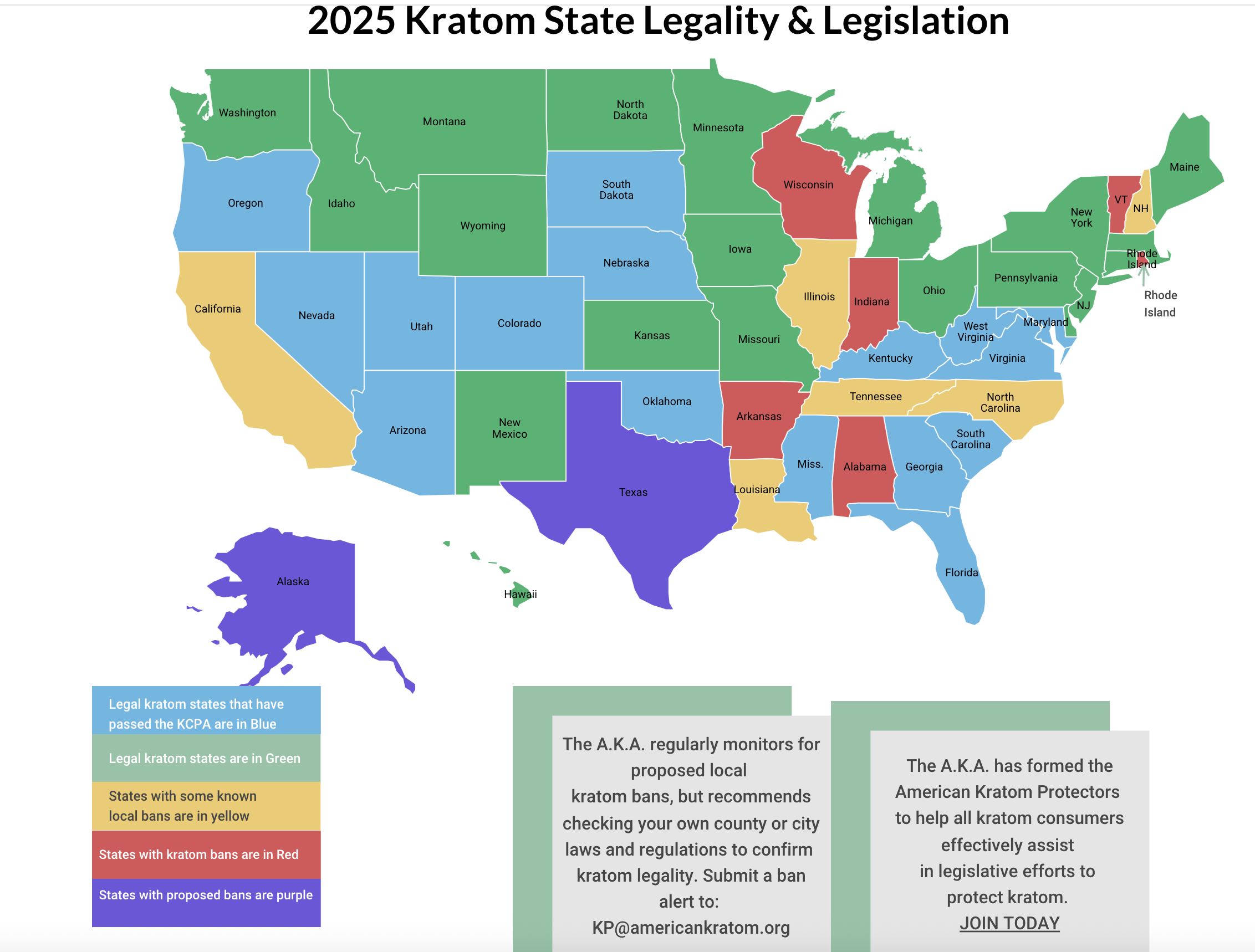 Kratom's leagal status by state