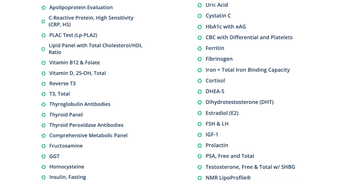 Rebel Health Blood Test List