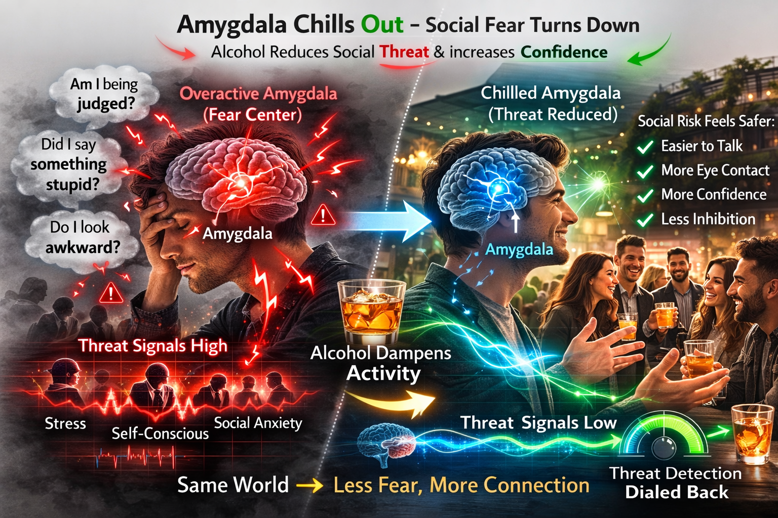 amygdala chills out from alcohol