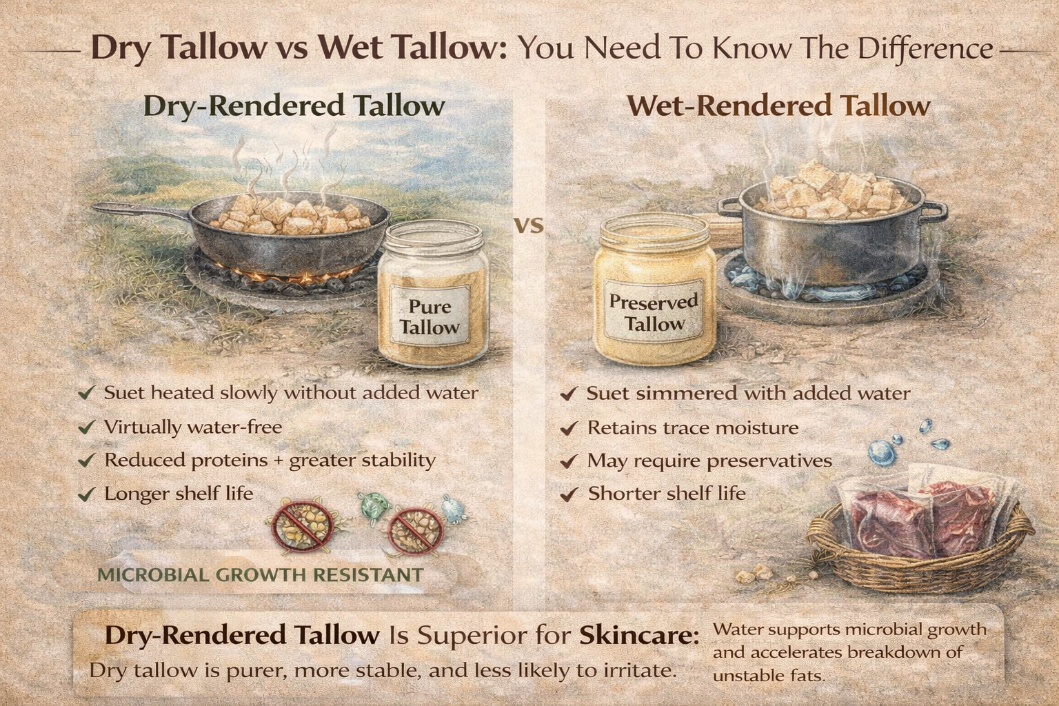 The difference between wet and dry tallow