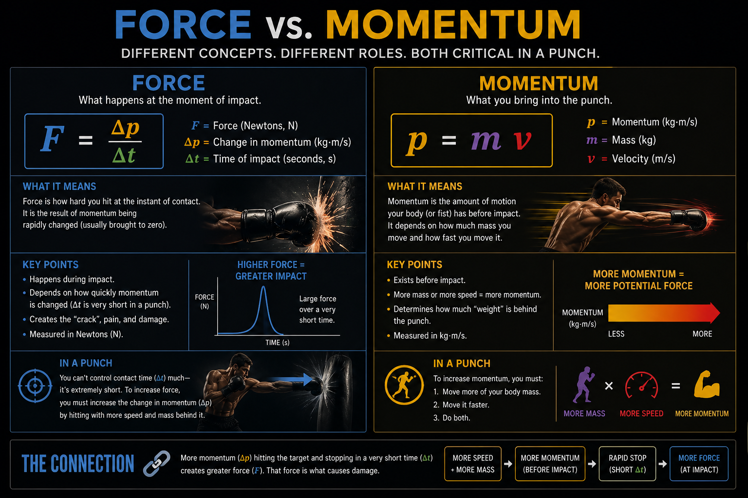 The difference between force and momentum