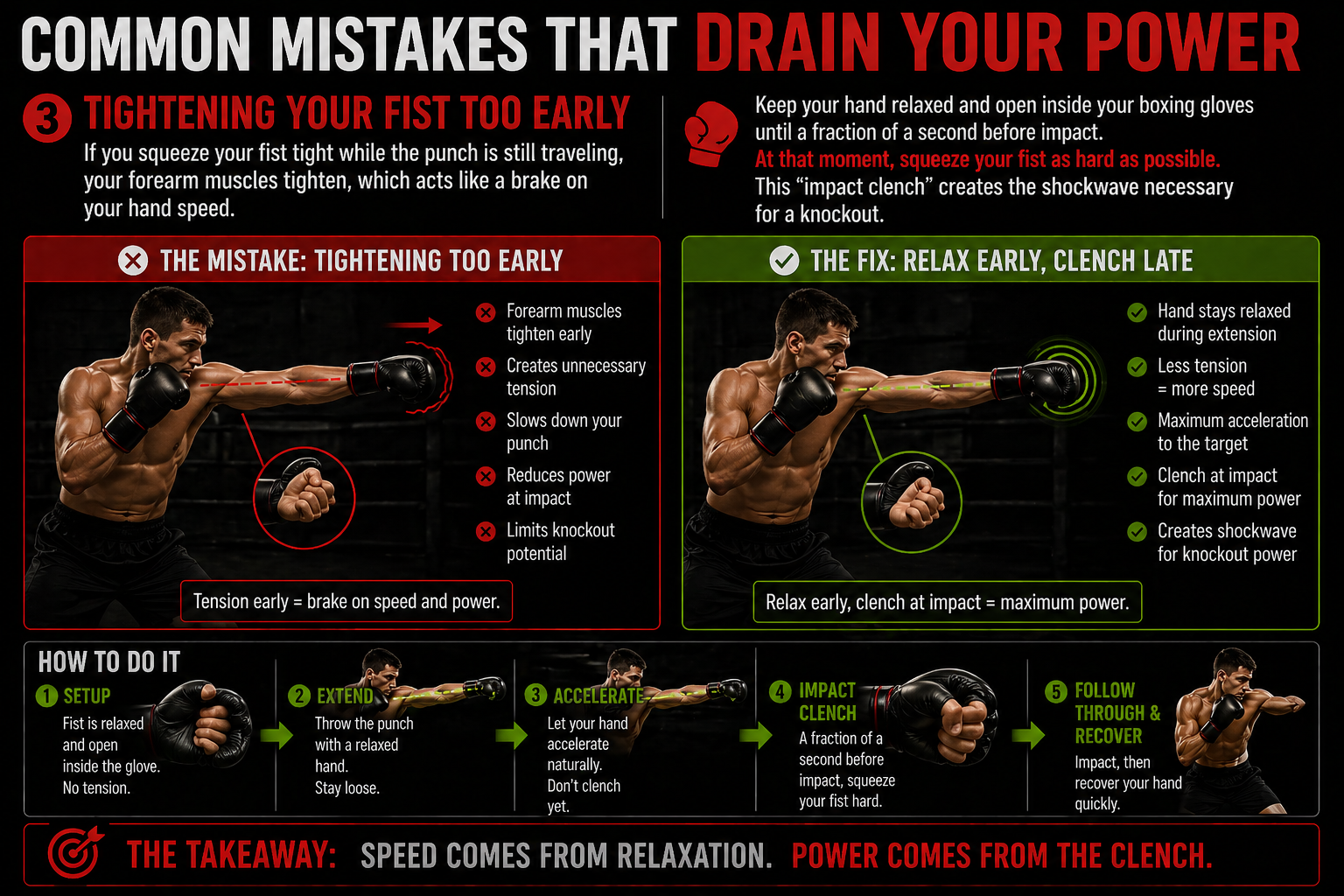 Tightning fists drains punching power