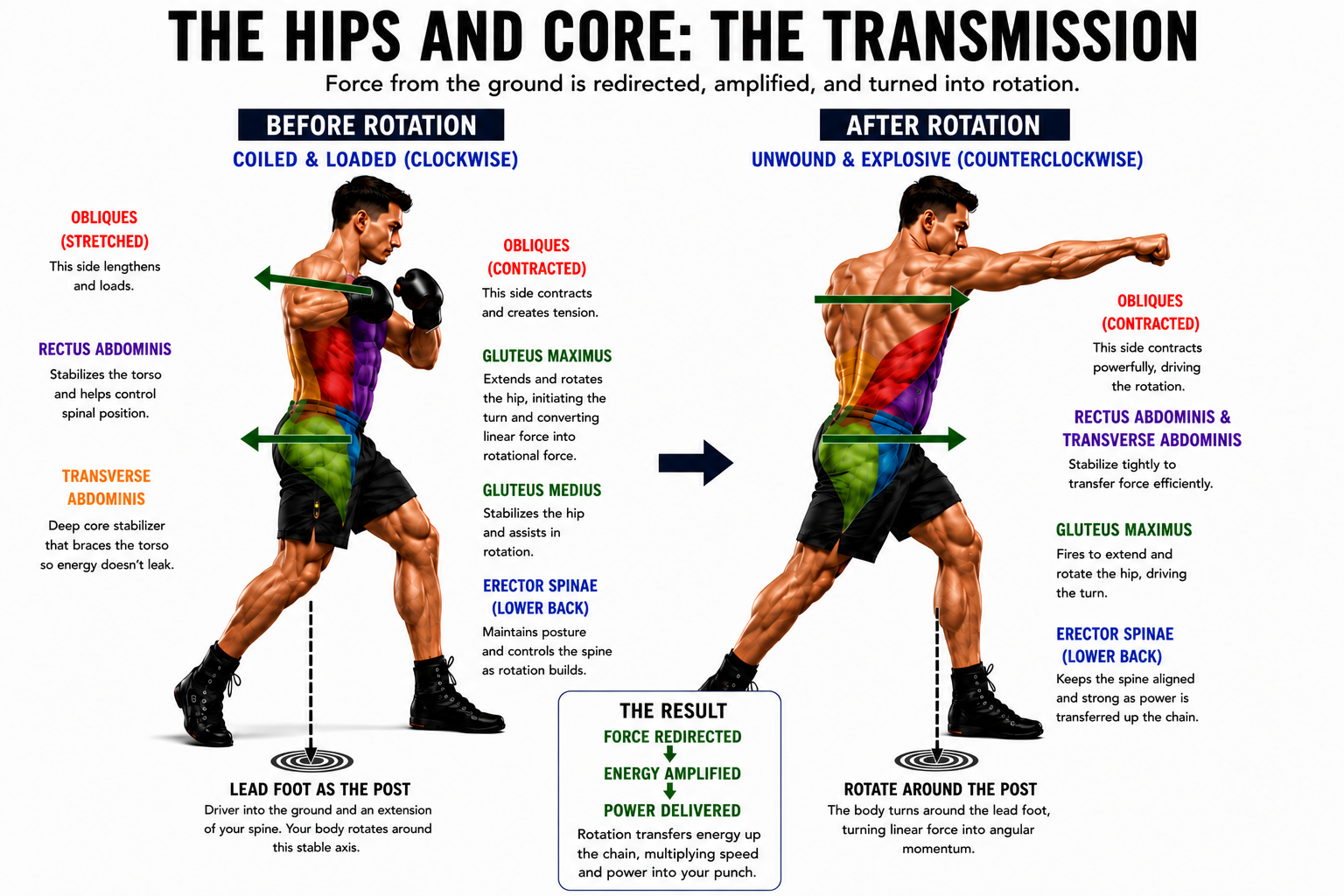 Hips and core rotation to make a punch