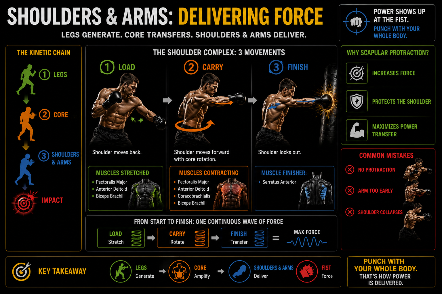 Shoulds and arms to finish the punch