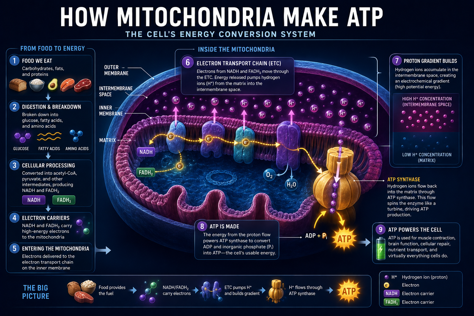 How mitochondria generate cellular energy