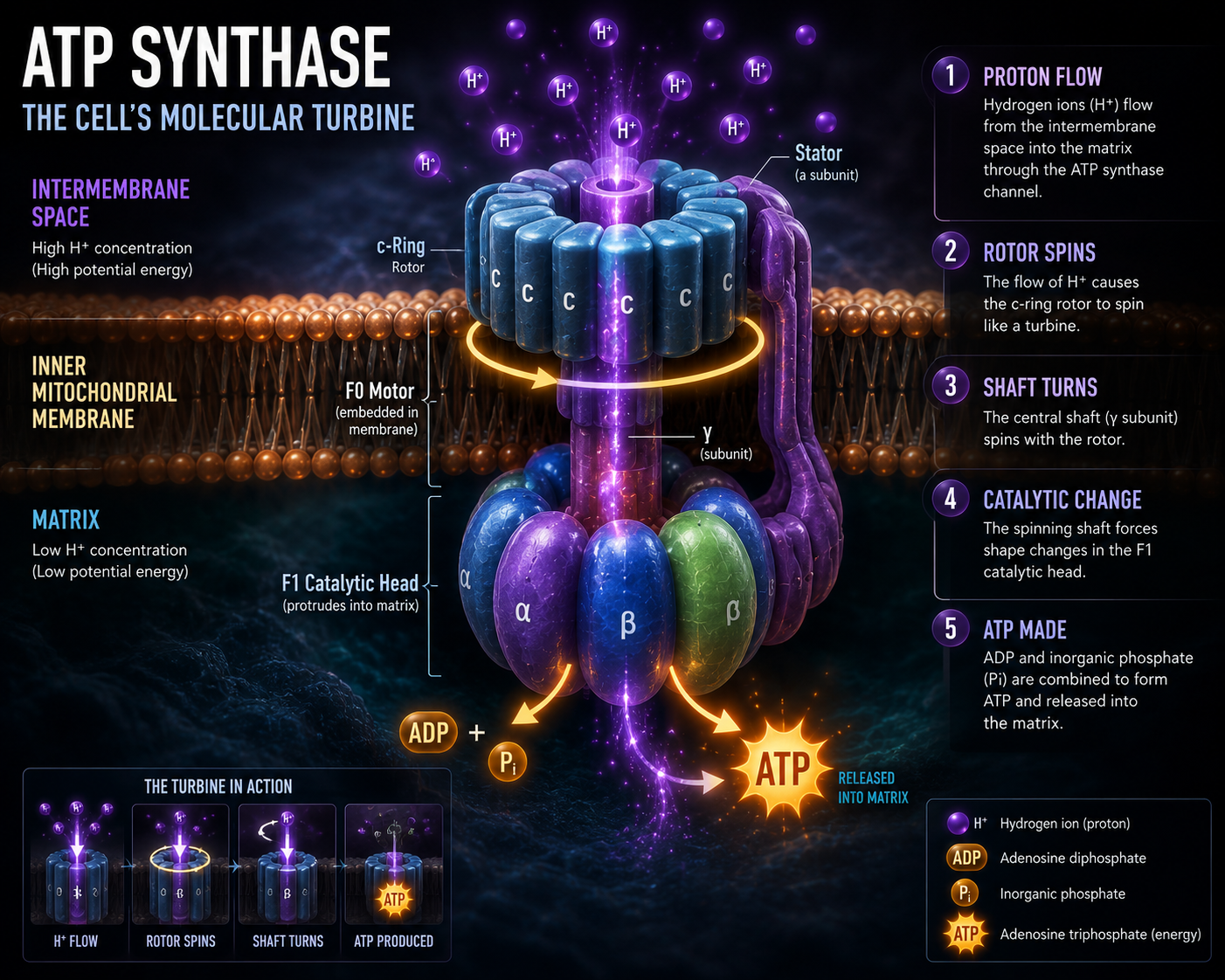 ATP Synthase spins to generate ATP