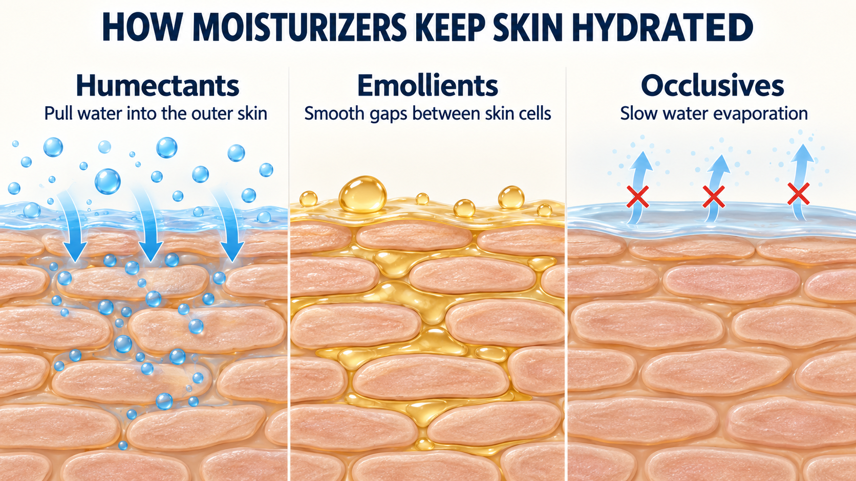 How moisturizers keep skin hydrated