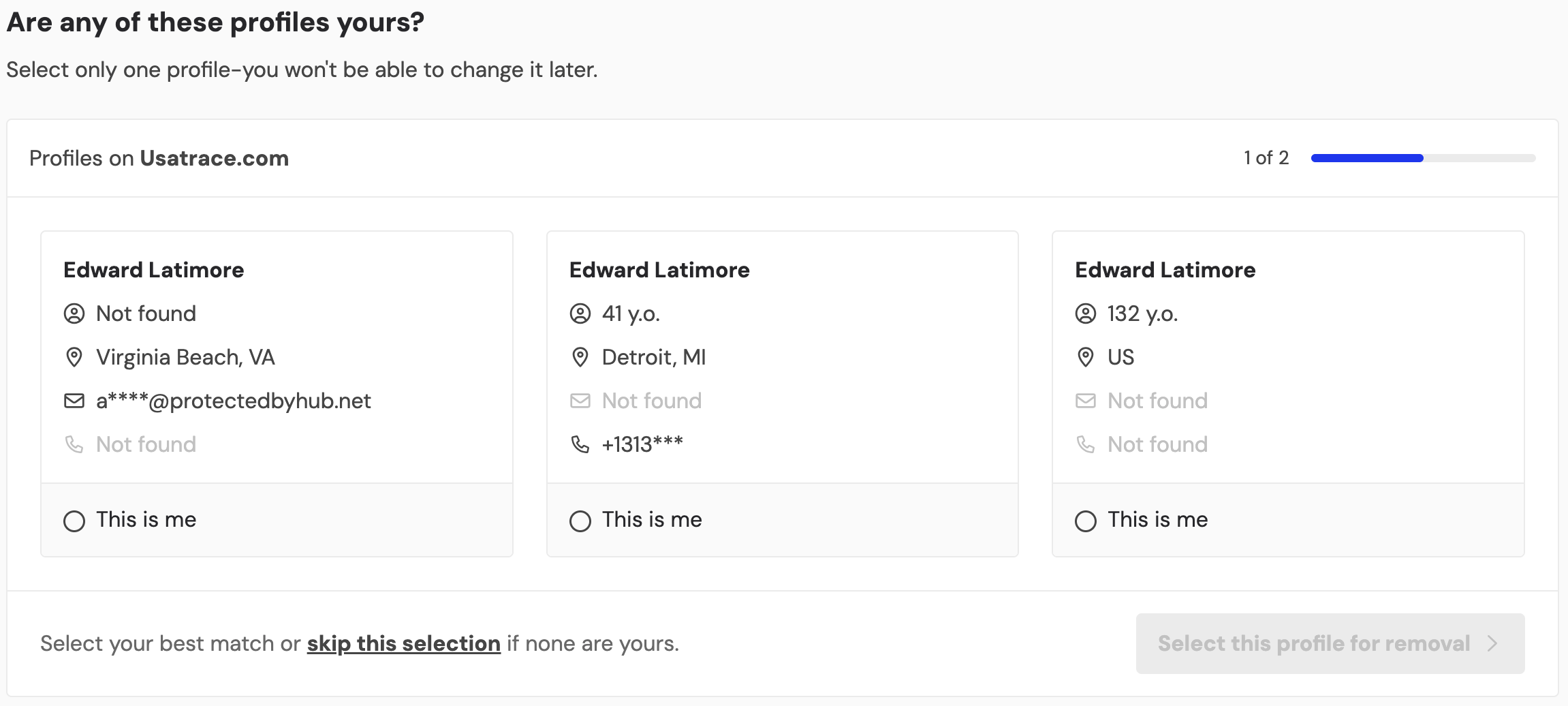 Incogni finds more than one profile with my name