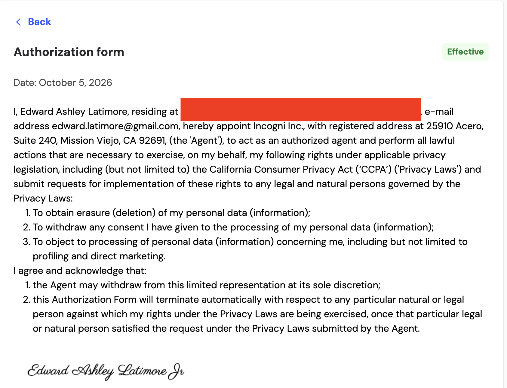 Incogni Authorization