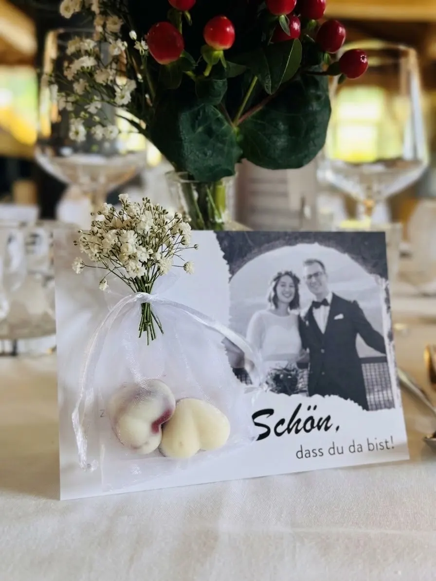 Gastgeschenke für eine Hochzeit für die besucher.