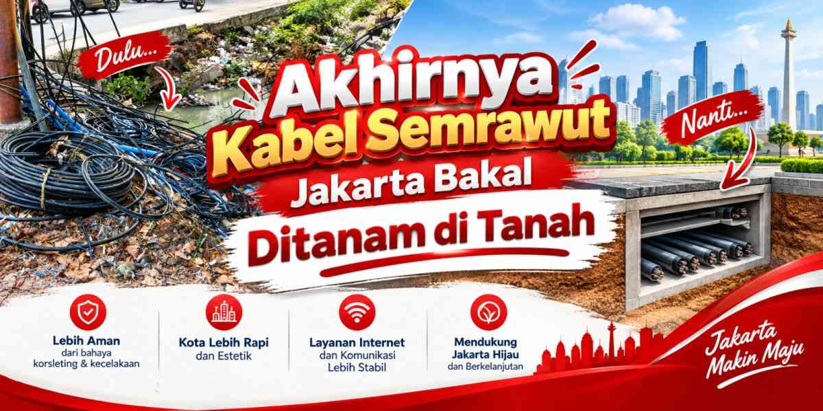 Akhirnya Kabel Semrawut Jakarta Bakal Ditanam di Tanah