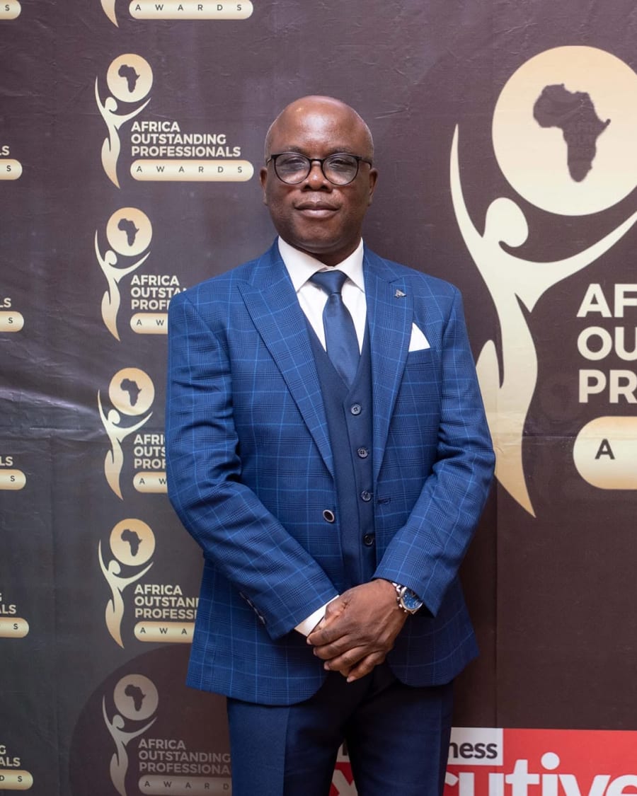Ing. Ebenezer Kwadjo Dankyi in a blue suit at the Africa Outstanding Professionals Awards