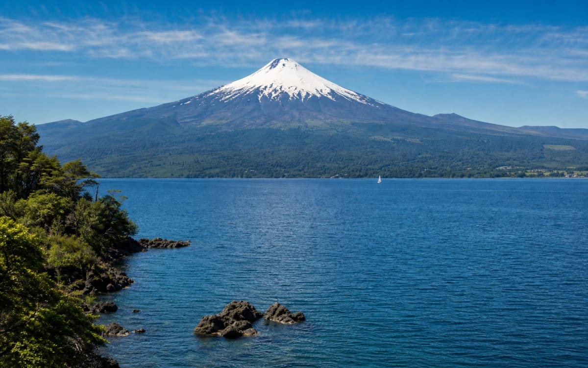 Hotel Enjoy Pucón frente al lago Villarrica y vista a la bahía