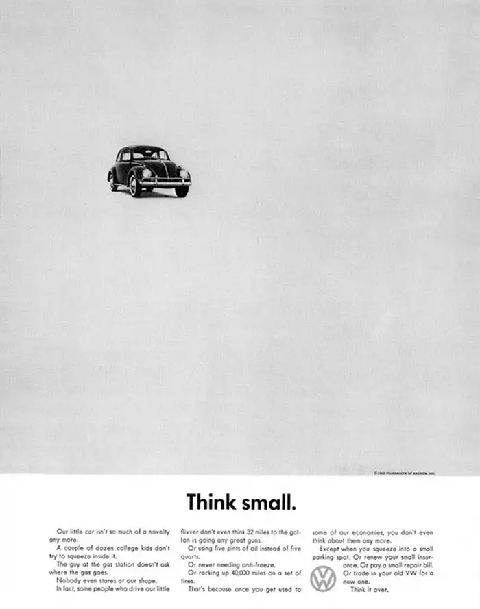 An ad for “Think Small” campaign by Doyle Dane Bernbach (DDB).