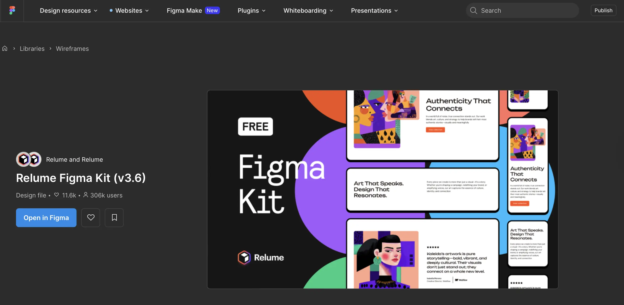 Figma’s wireframe kit interface showing drag-and-drop design components used to build a high-fidelity wireframe, demonstrating how designers can easily create detailed, customizable layouts.