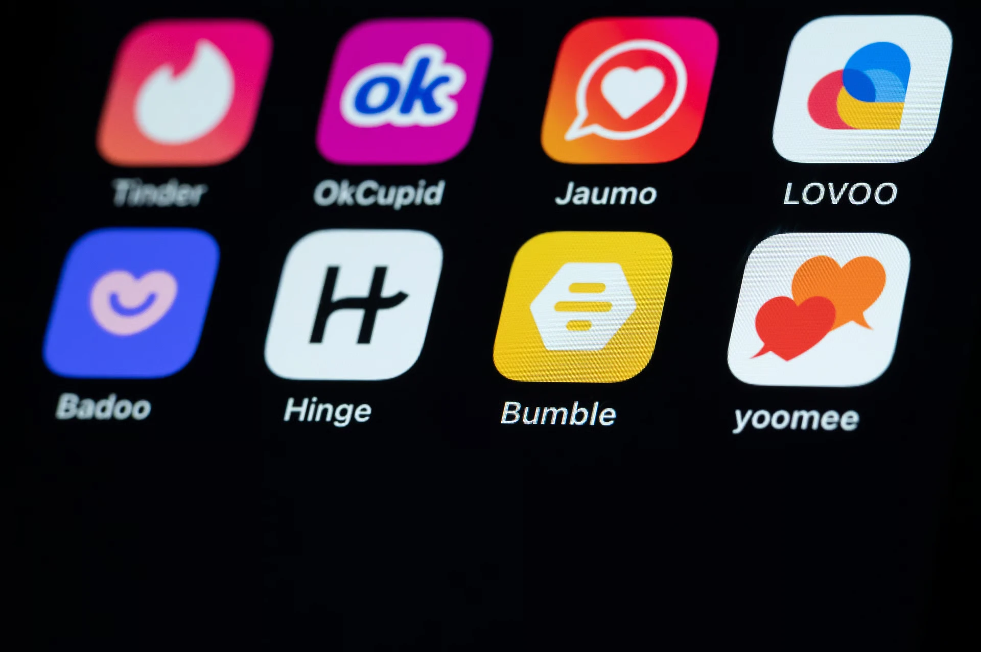 Modern-day dating apps like OkCupid, Bumble, Tinder, Hinge, Lovoo, Jaumo, Badoo