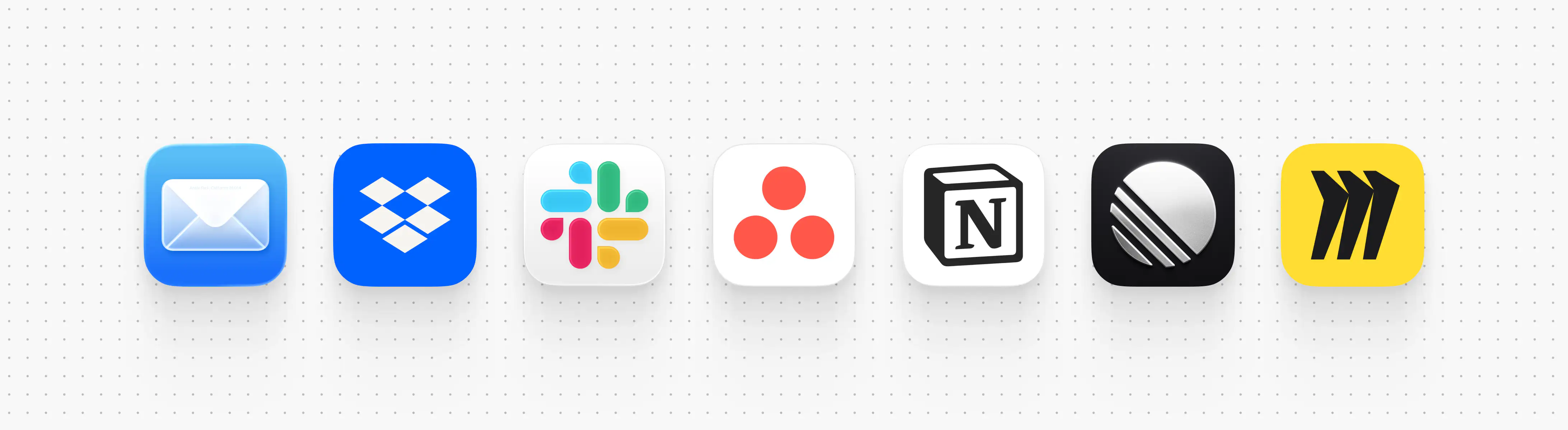 Icons of modern productivity tools like Slack, Dropbox, Asana, Notion, and Miro representing the explosion of collaboration apps.