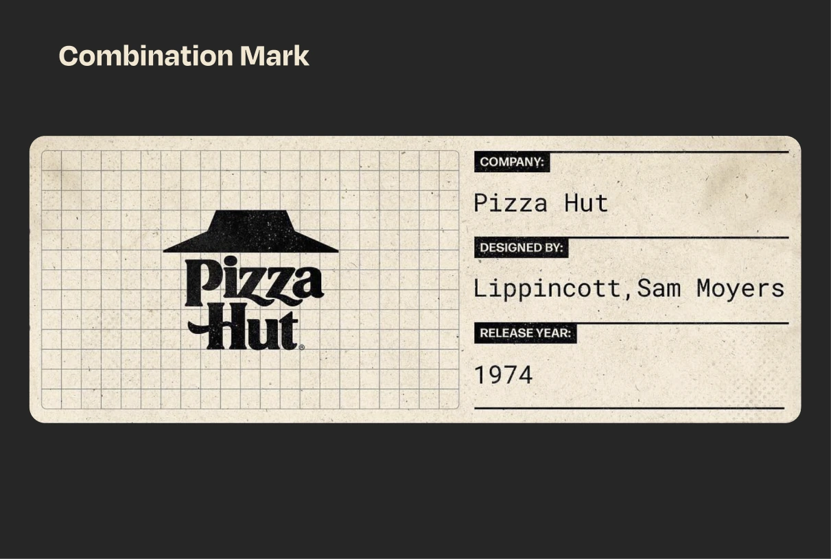 Iconic Pizza Hut in a black and white graphic.