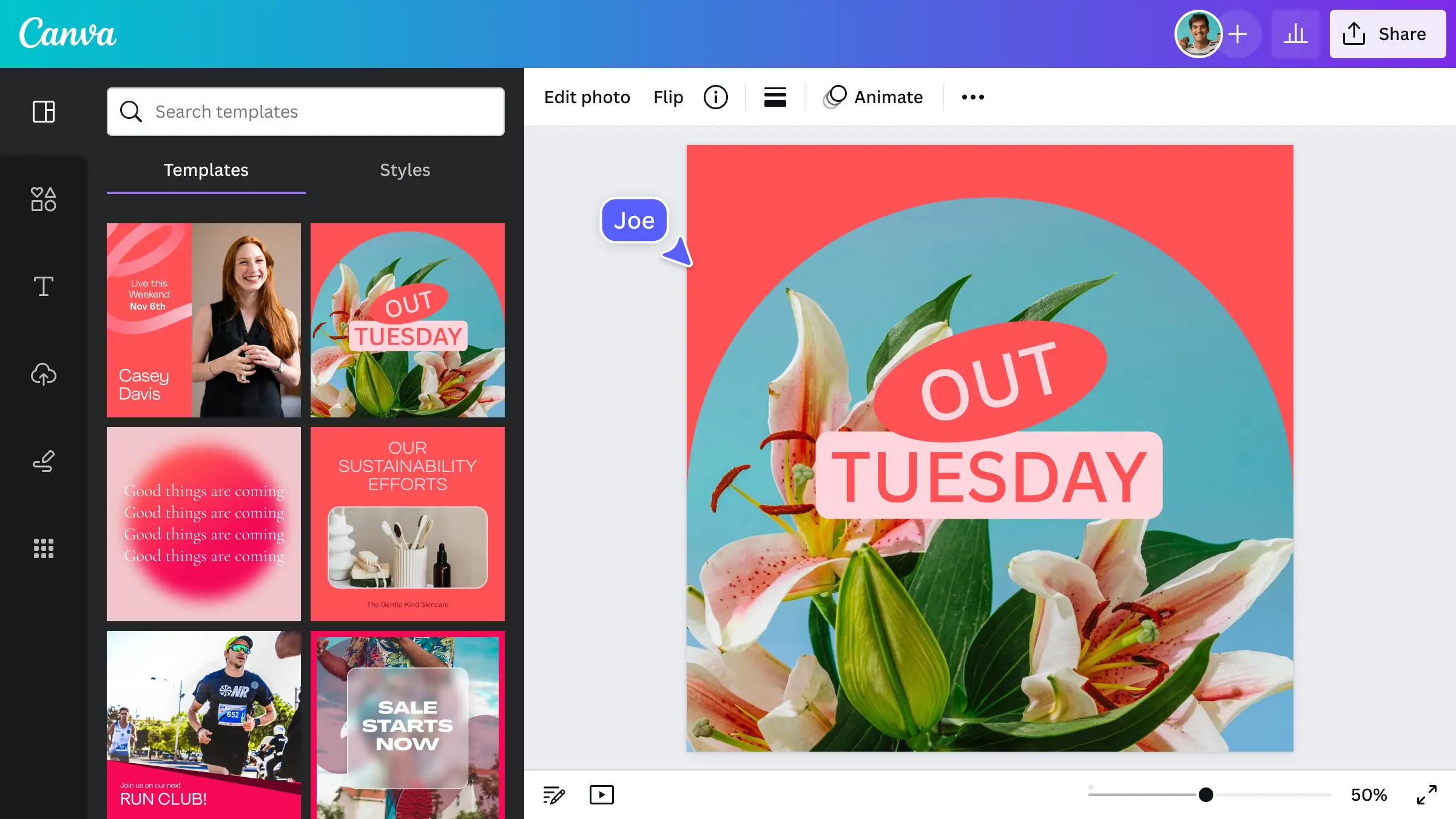 Canva AI design platform for marketers to create social media graphics, branding visuals, and marketing content.