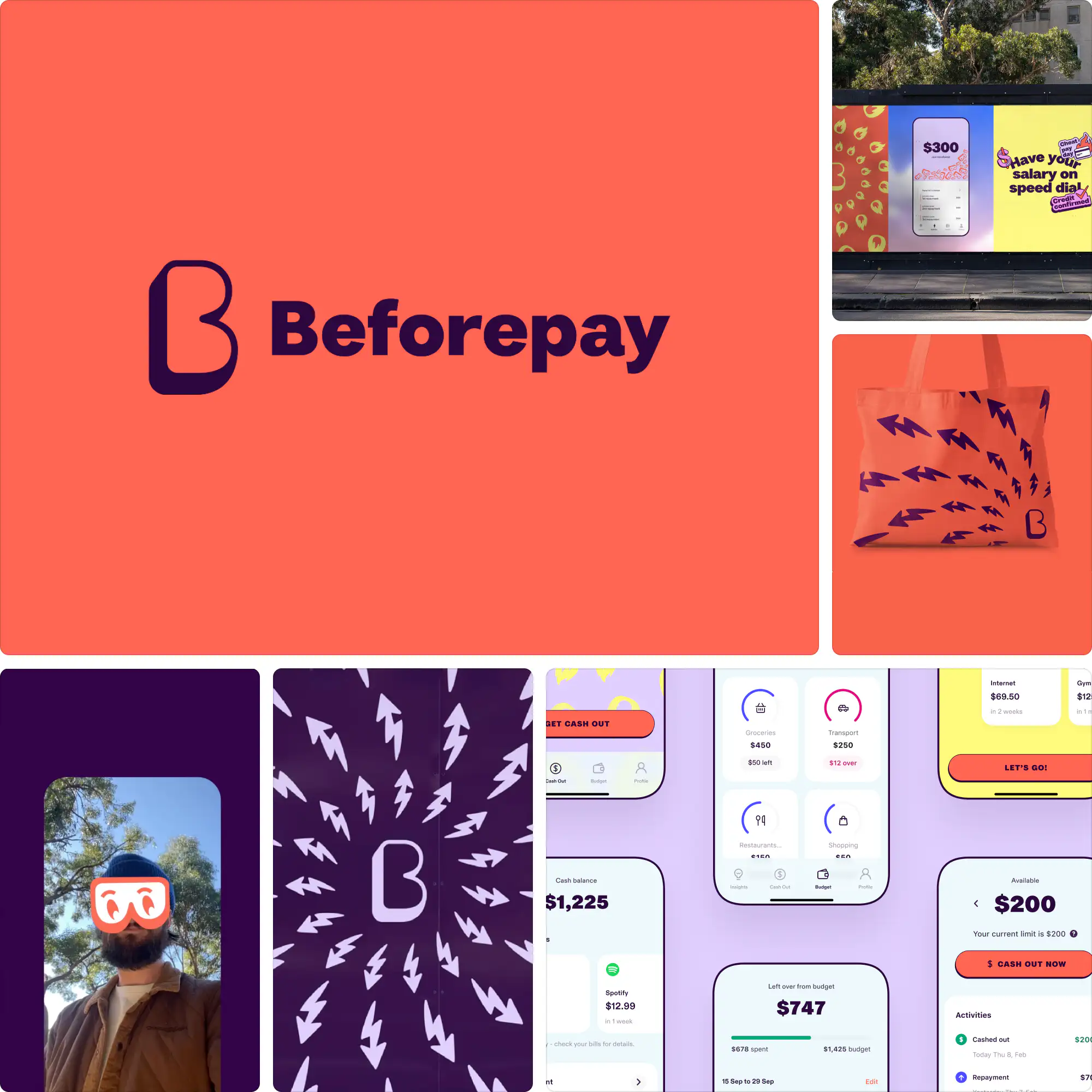 Beforepay branding by DesignStudio featuring vibrant gradients, modern sans-serif typography, and dynamic visual system for digital platforms.