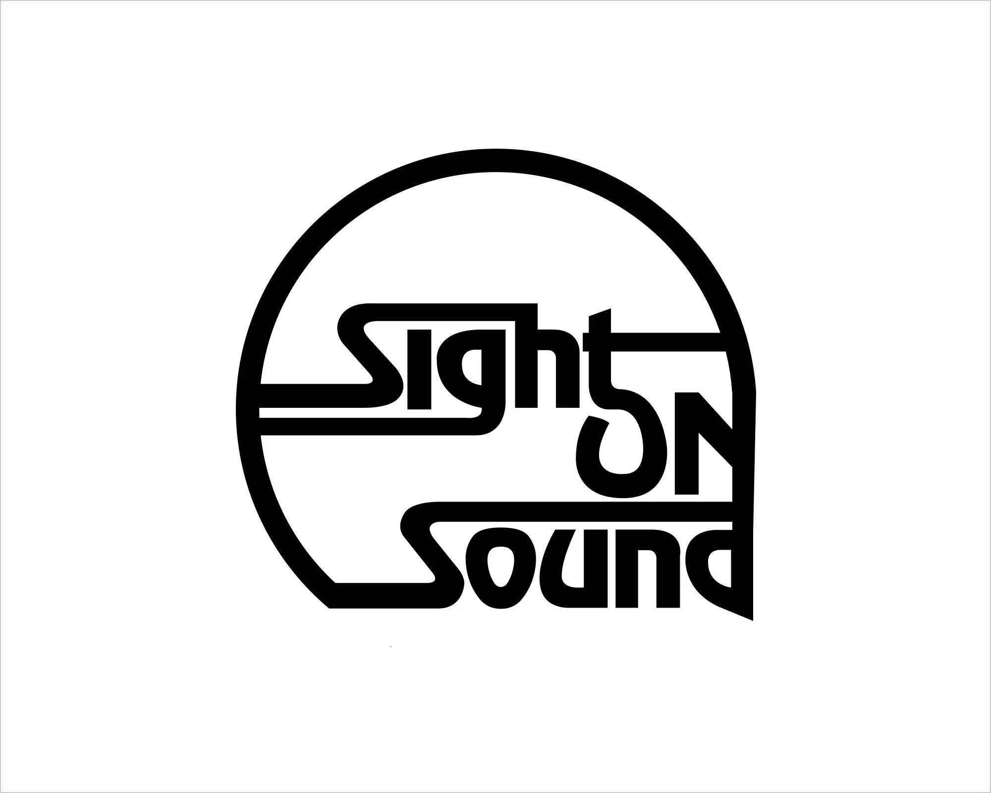 1977 Sight on Sound logo with rounded geometric typography inside a semicircle, precursor to MTV visual branding.
