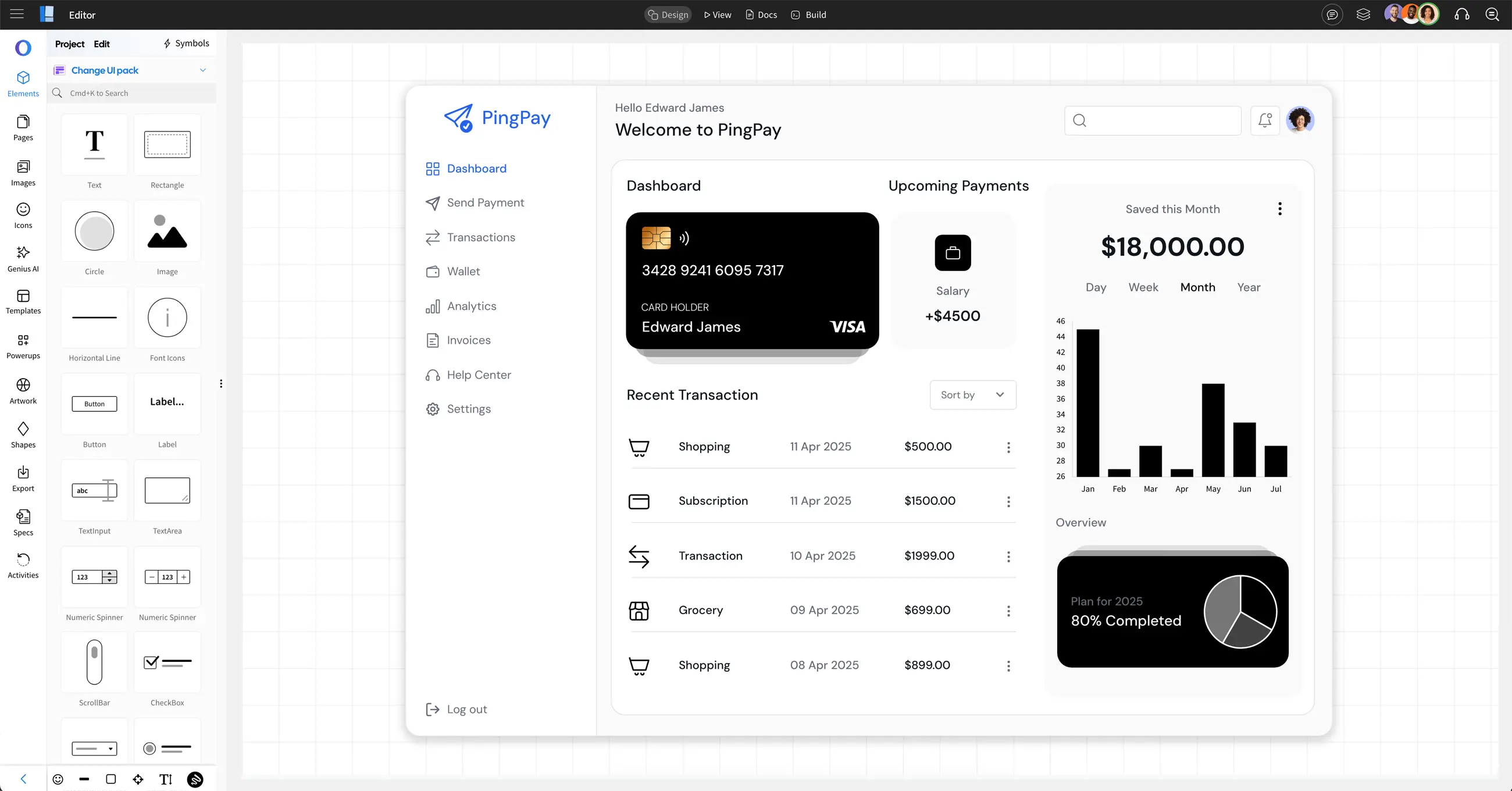 MockFlow interface showcasing a library of pre-built wireframe components for mobile and web projects.