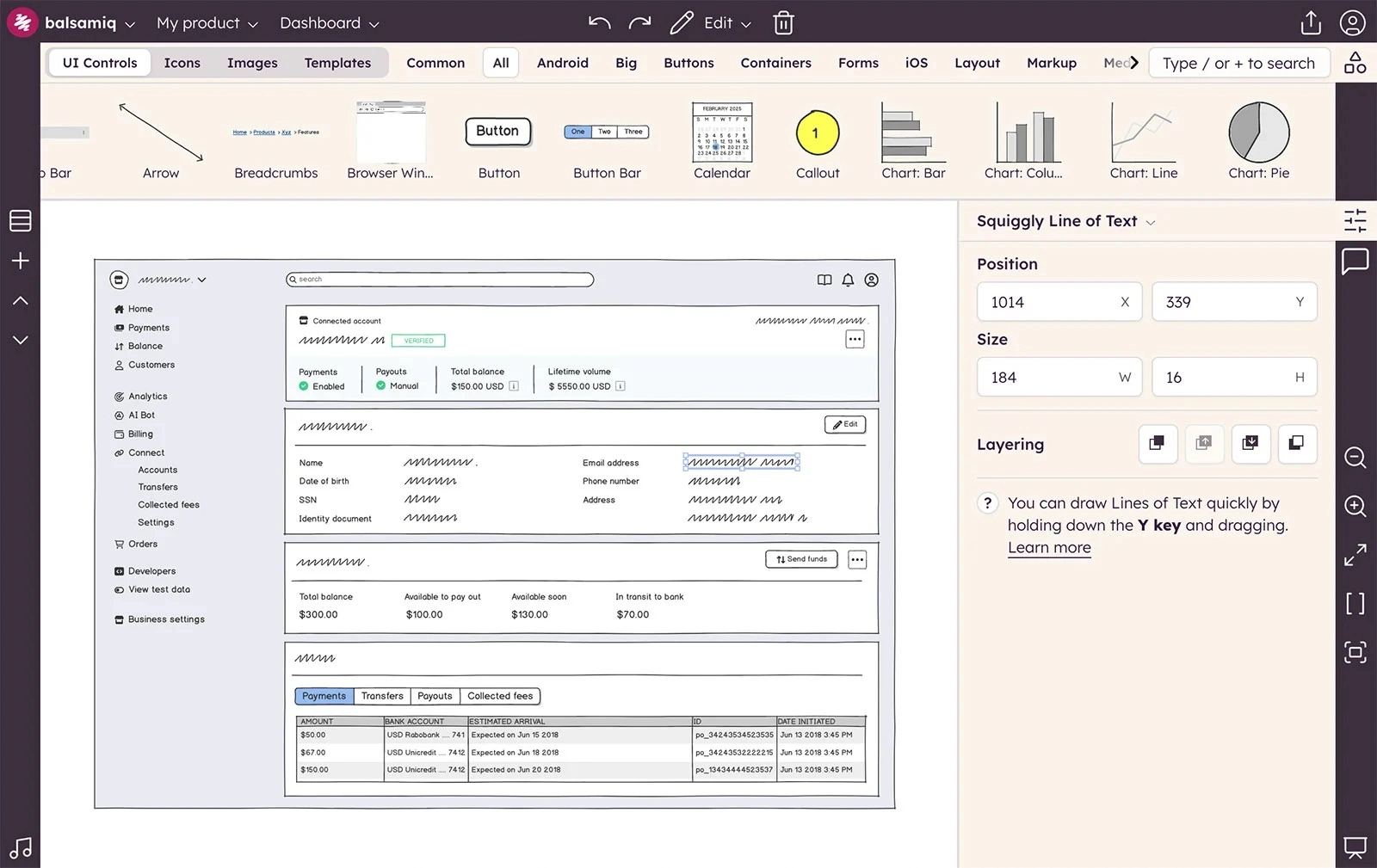 Balsamiq wireframe displayed in a sketch-style interface with simple boxes and placeholders, illustrating how the tool helps beginners quickly plan layouts and streamline design workflows.
