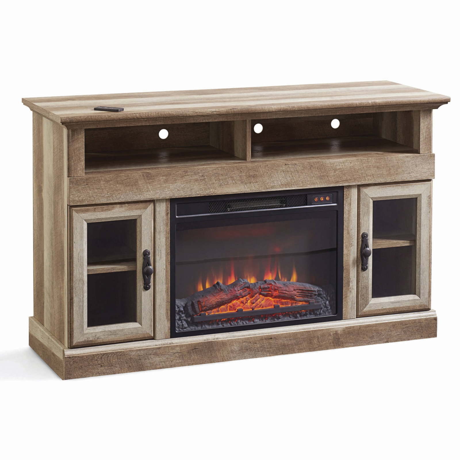Better Homes and Gardens Crossmill Fireplace Media Console, Weathered