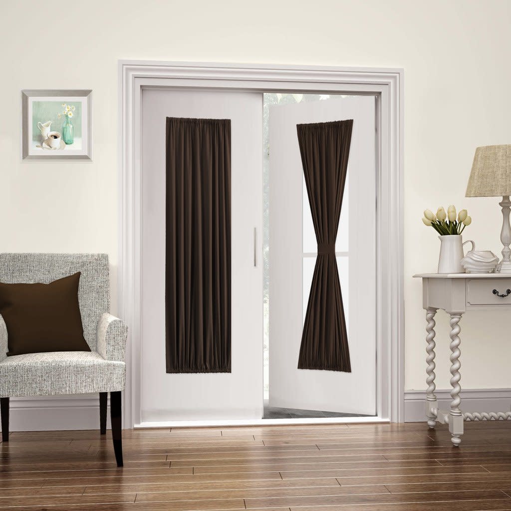 Detalles Acerca De Cortinas Puerta Francesa Solo Panel Bolsillo Barra Sólida Blackout 25 X72 Marrón Oscuro Mostrar Título Original