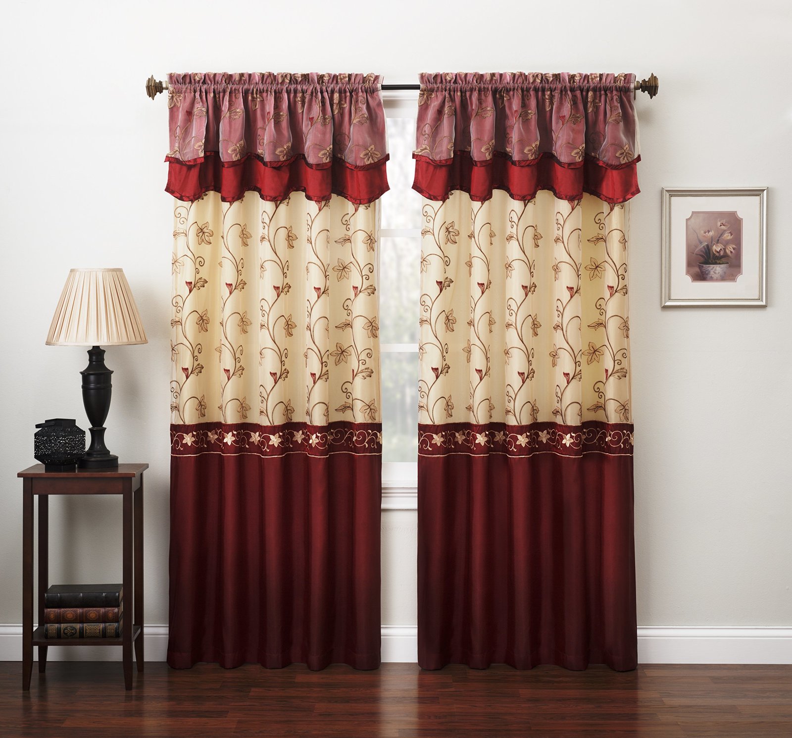 Fancy Collection Embroidery Curtain Set 2 Panel Drapes W Backing Fast