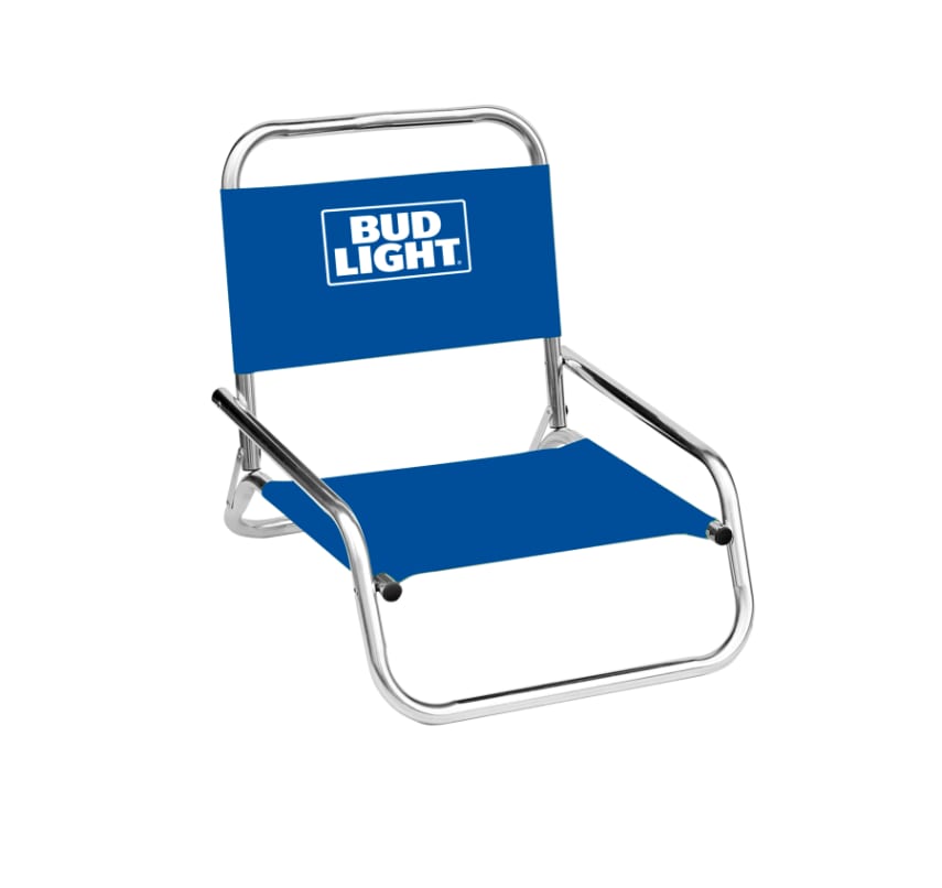 Bud Light Logo One Position Blue Portable Lightweight Folding Beach Lounge Chair