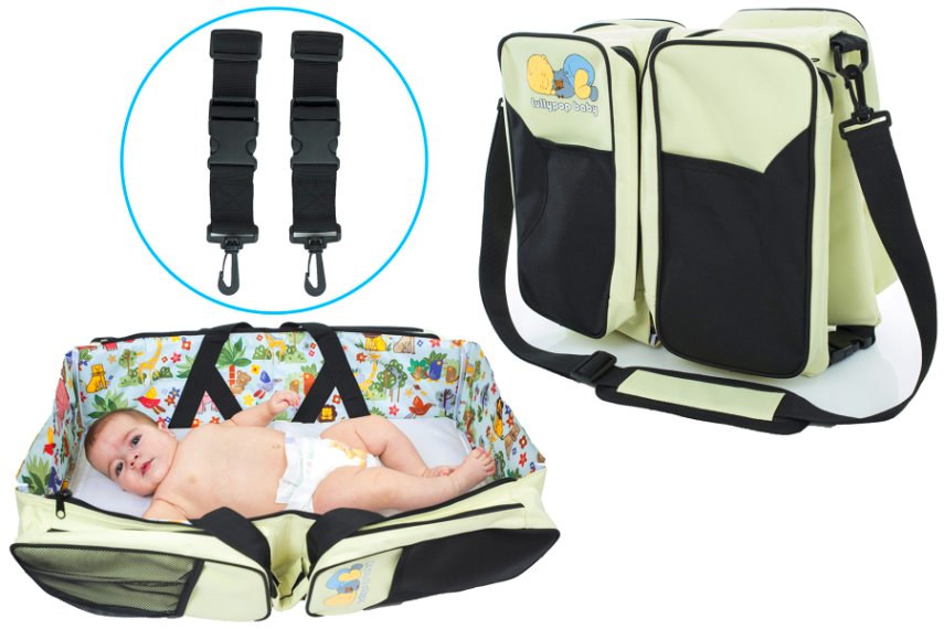 Original Lullypop Baby 3 in 1 Cream Color Changing Diaper Bag Travel Bassinet