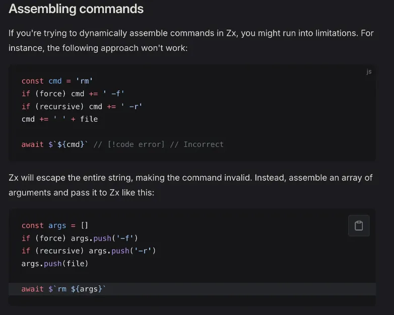 assembling commands