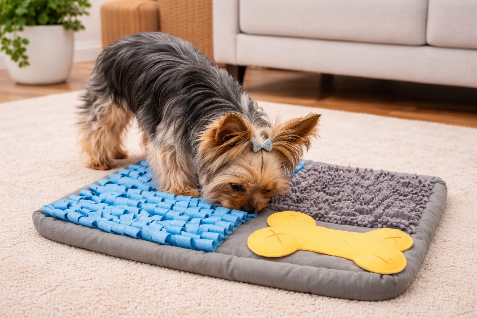 Handcrafted snuffle mat designed for pet enrichment