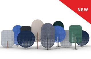 Akoestische vilten panelen op gepoedercoat onderstel