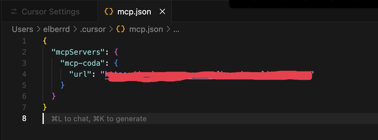 Cursor MCP JSON Configuration