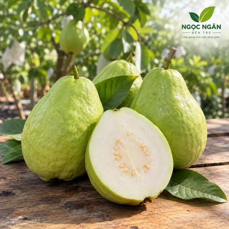 Taiwan pear guava — pear-shaped fruit with pale green skin and crisp white flesh