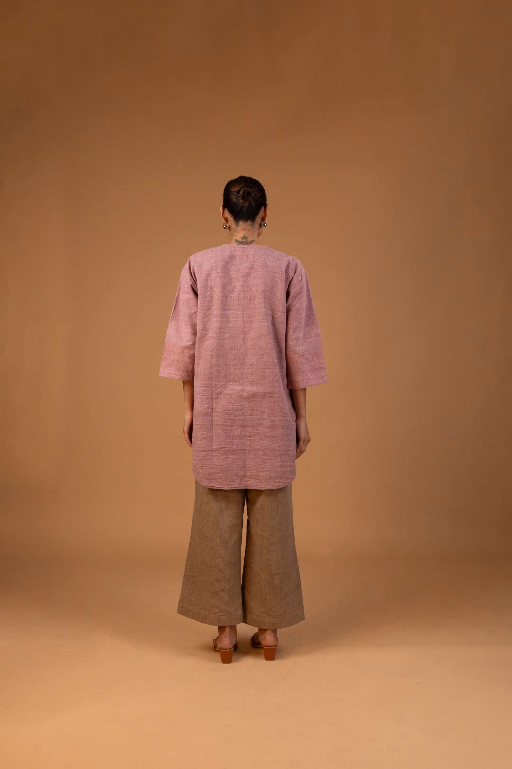 Gulapi (গুলাপী) Loose Fit Kurta Set in Pink & Brown thumbnail 2