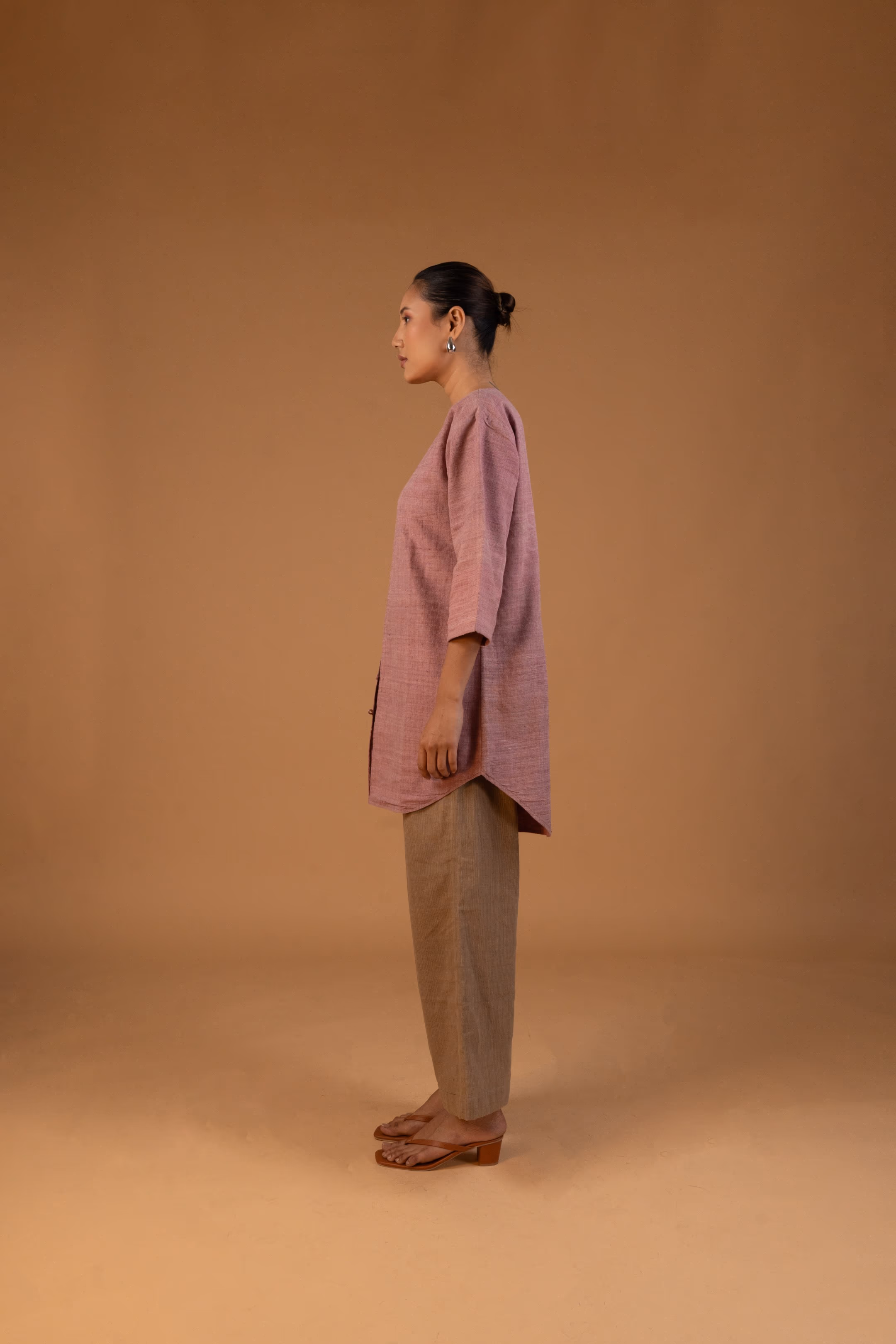 Gulapi (গুলাপী) Loose Fit Kurta Set in Pink & Brown thumbnail 6