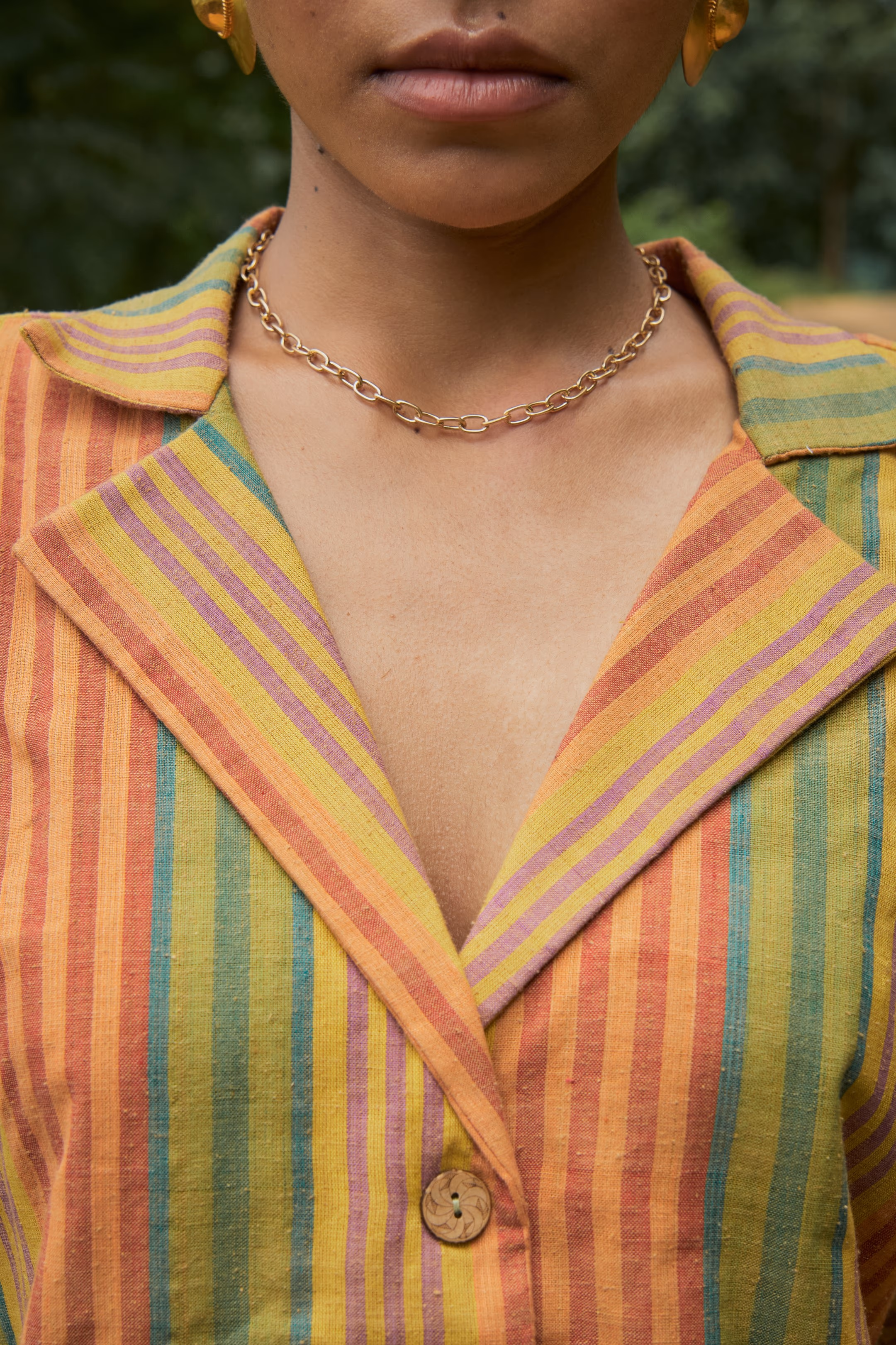 Striped Multicolored Shirt Dress Multicolor Handwoven Cotton Dress thumbnail 4