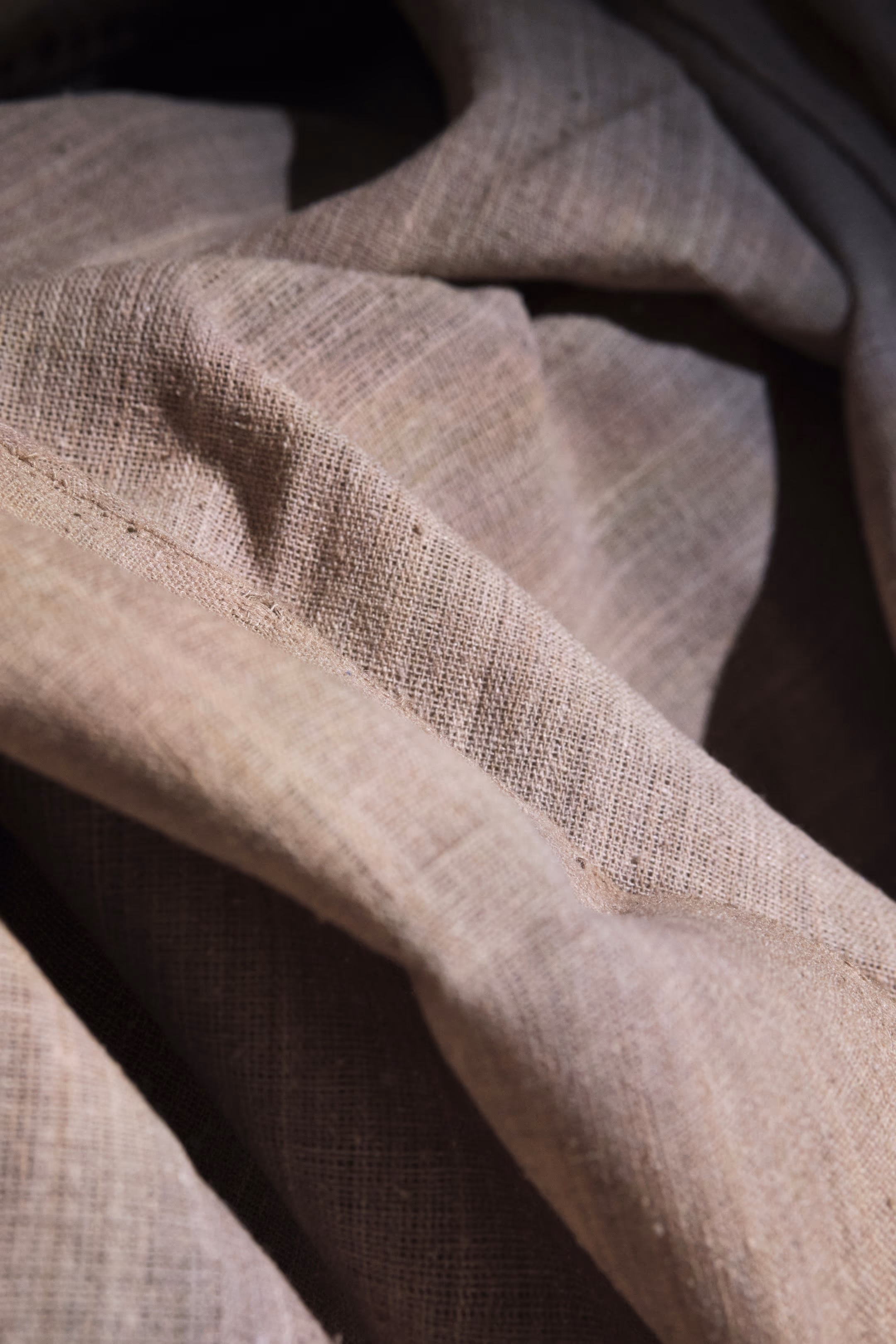 Eri Silk Plain Weave Tea Dyed Fabric Beige thumbnail 4