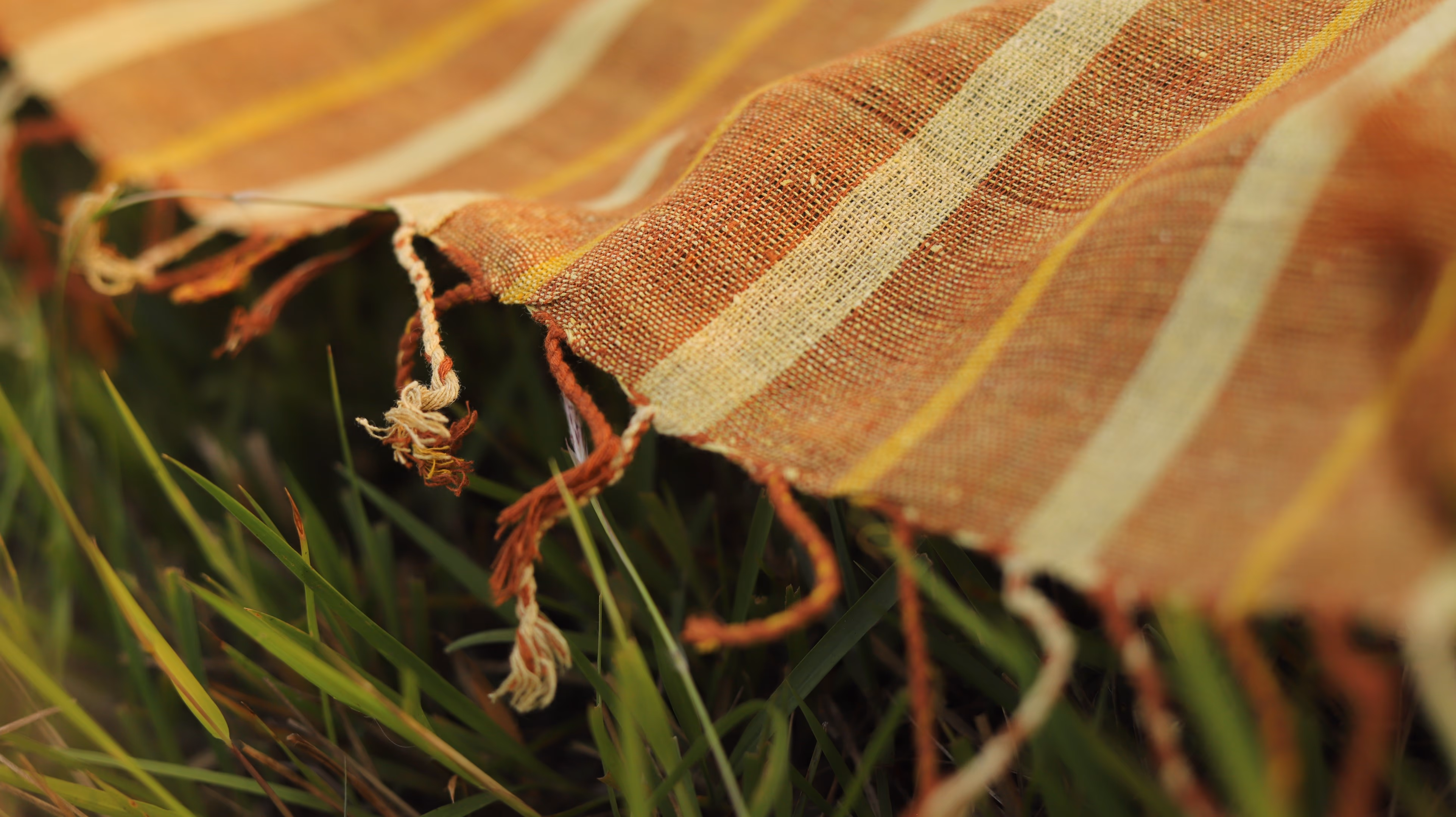 Casual Striped Eri Silk Stole Gold Pink Handwoven Wrap thumbnail 3