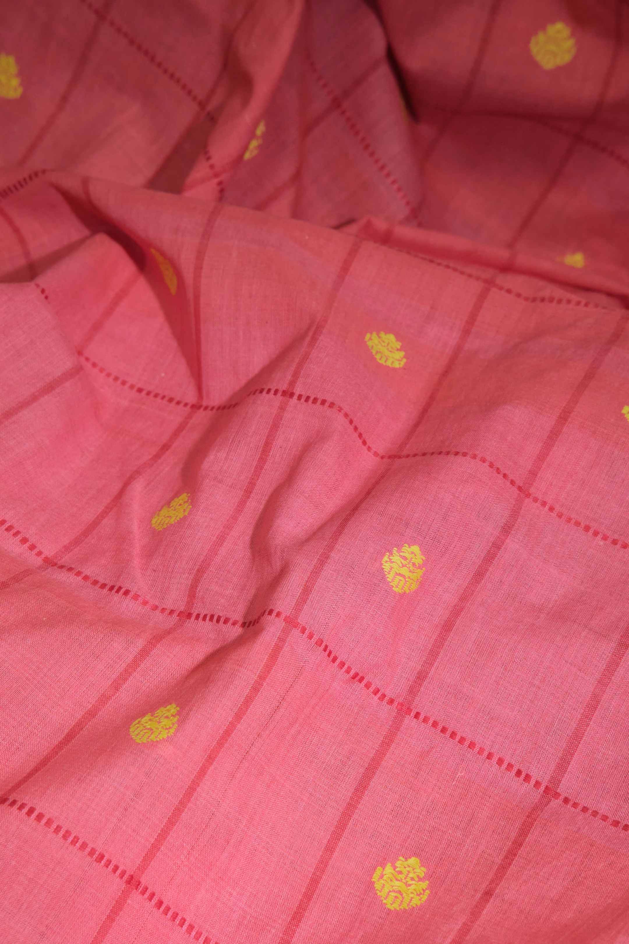 Mercerized Cotton Junbiri Gari Checkered Fabric Pink thumbnail 4