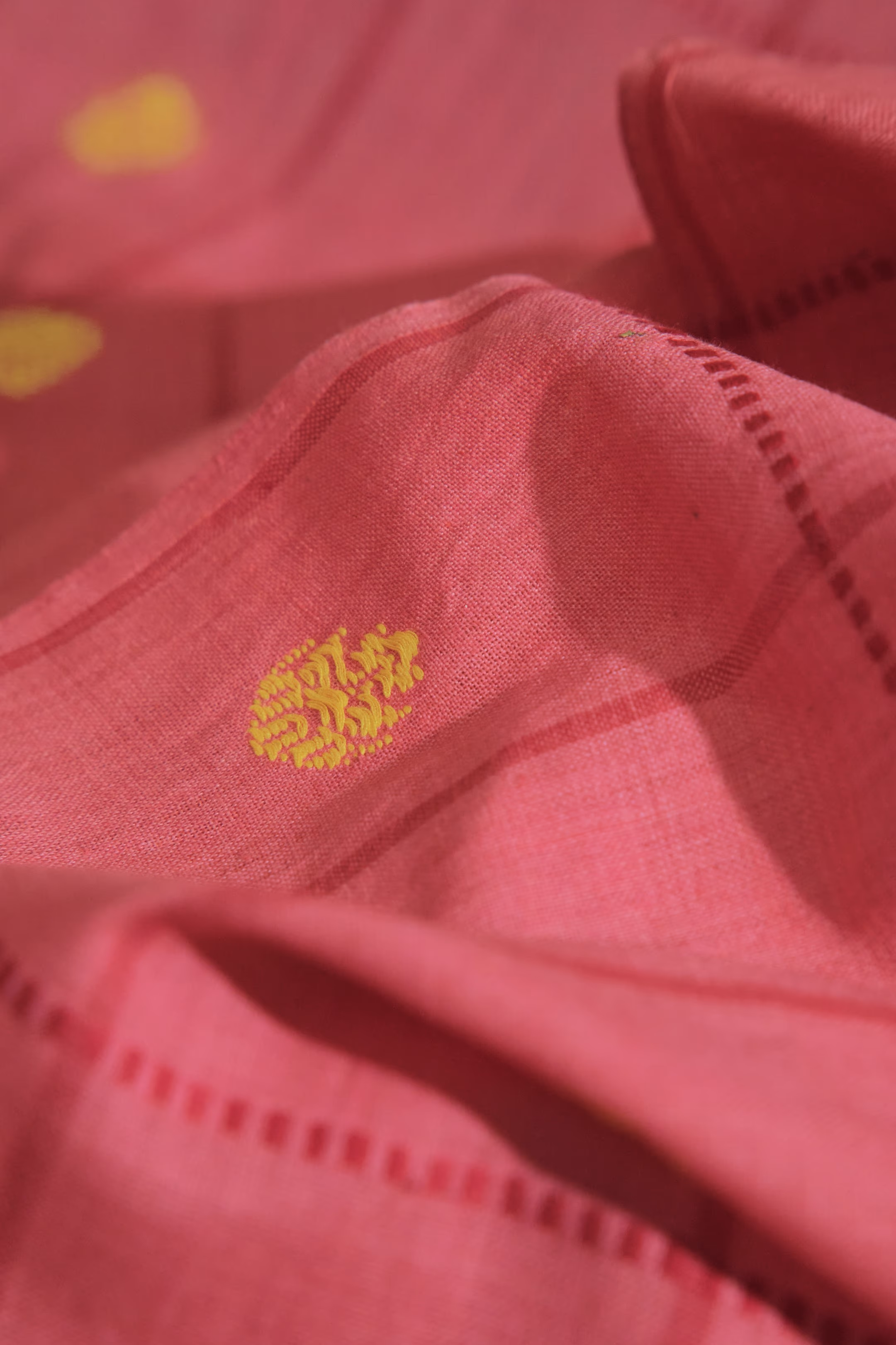 Mercerized Cotton Junbiri Gari Checkered Fabric Pink thumbnail 5