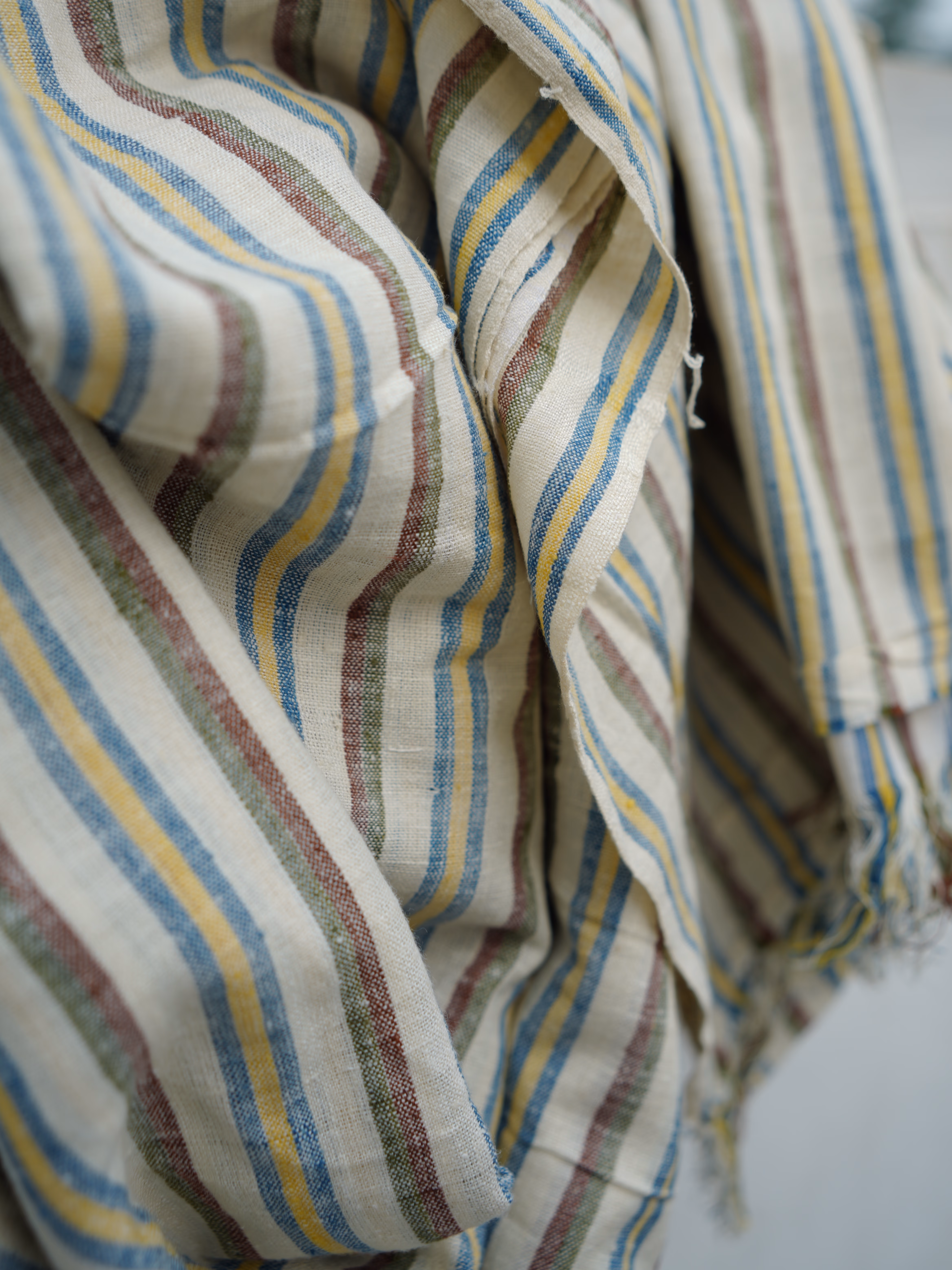 Multicolour Striped Fabric Natural Dyed Eri Silk Fabric thumbnail 1