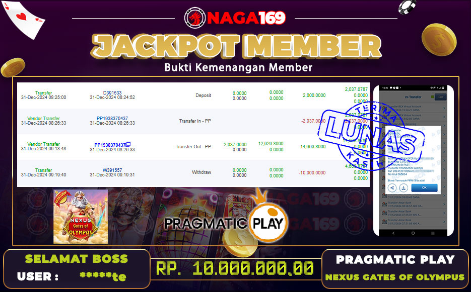 Jackpot NEXUS GATES OF OLYMPUS IDR10000000,- SUKSES